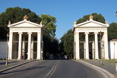 Monumental entrance of Villa Borghese, Rome, built by Luigi Canina