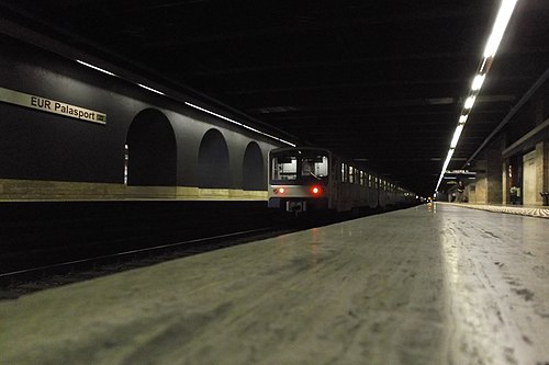 Platform of Rome Metro B station EUR Palasport