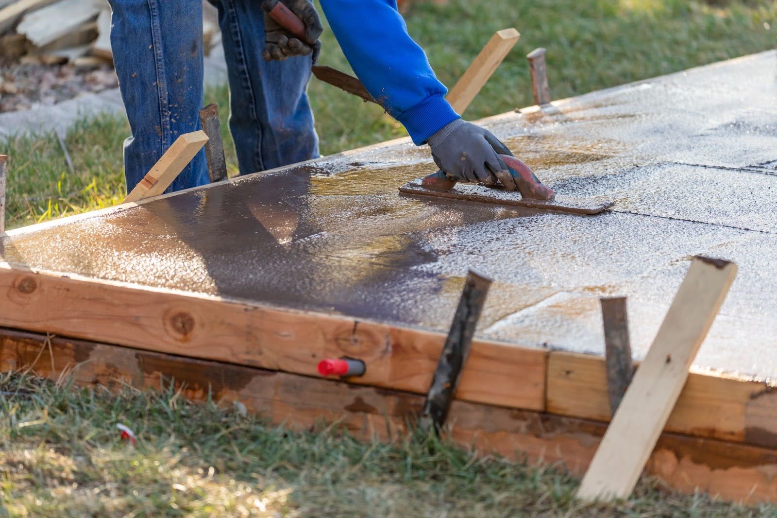 professionals working on a floating slab