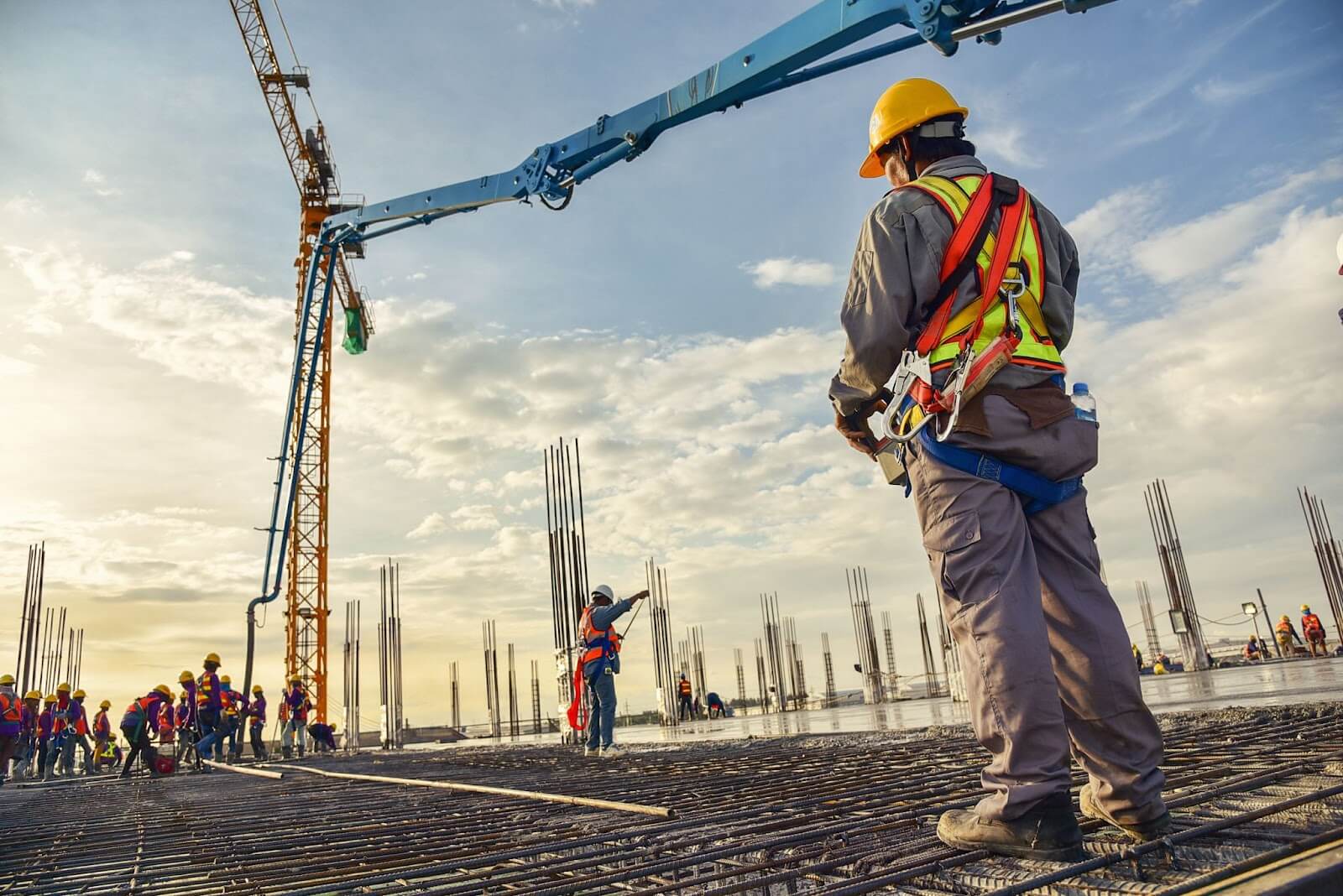 Construction professional assessing jobsite safety